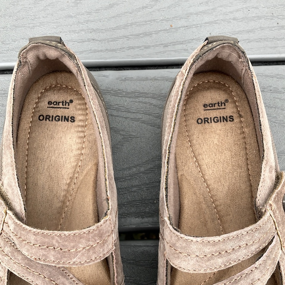 Earth Origins Rapid Troy Gray Suede Strap Mary Jane Flats Gray/Beige Size 10W - Picture 5 of 13